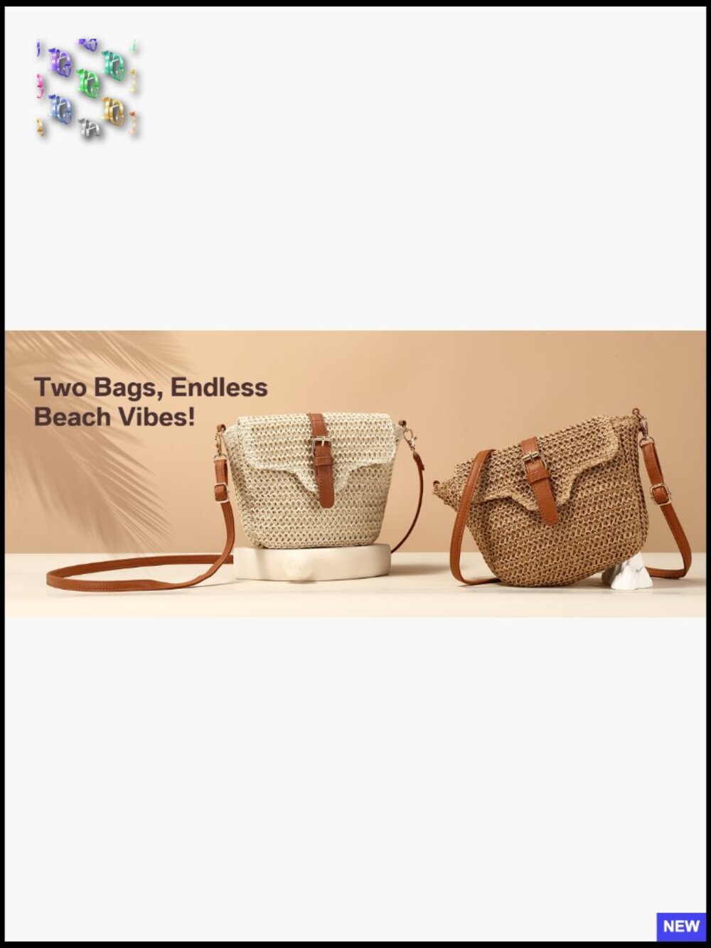 Woven Straw Crossbody Bag Beach Summer Handbag Shoulder Purse - Picture 7 of 7